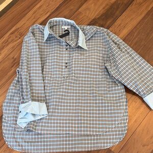 Banana Republic NWT women’s popover XXL  Blue and Brown Checkered Shirt
